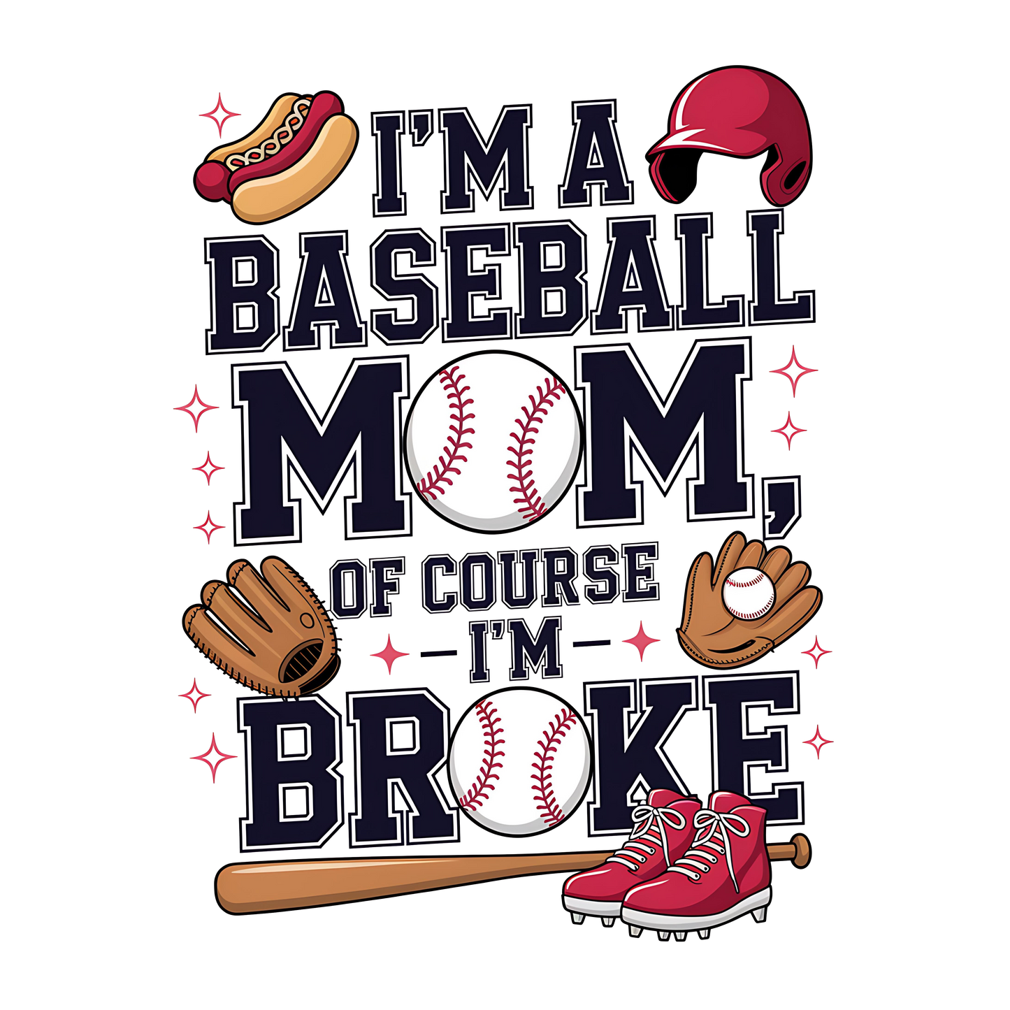 Baseball Mom- Ready To Press DTF Transfers