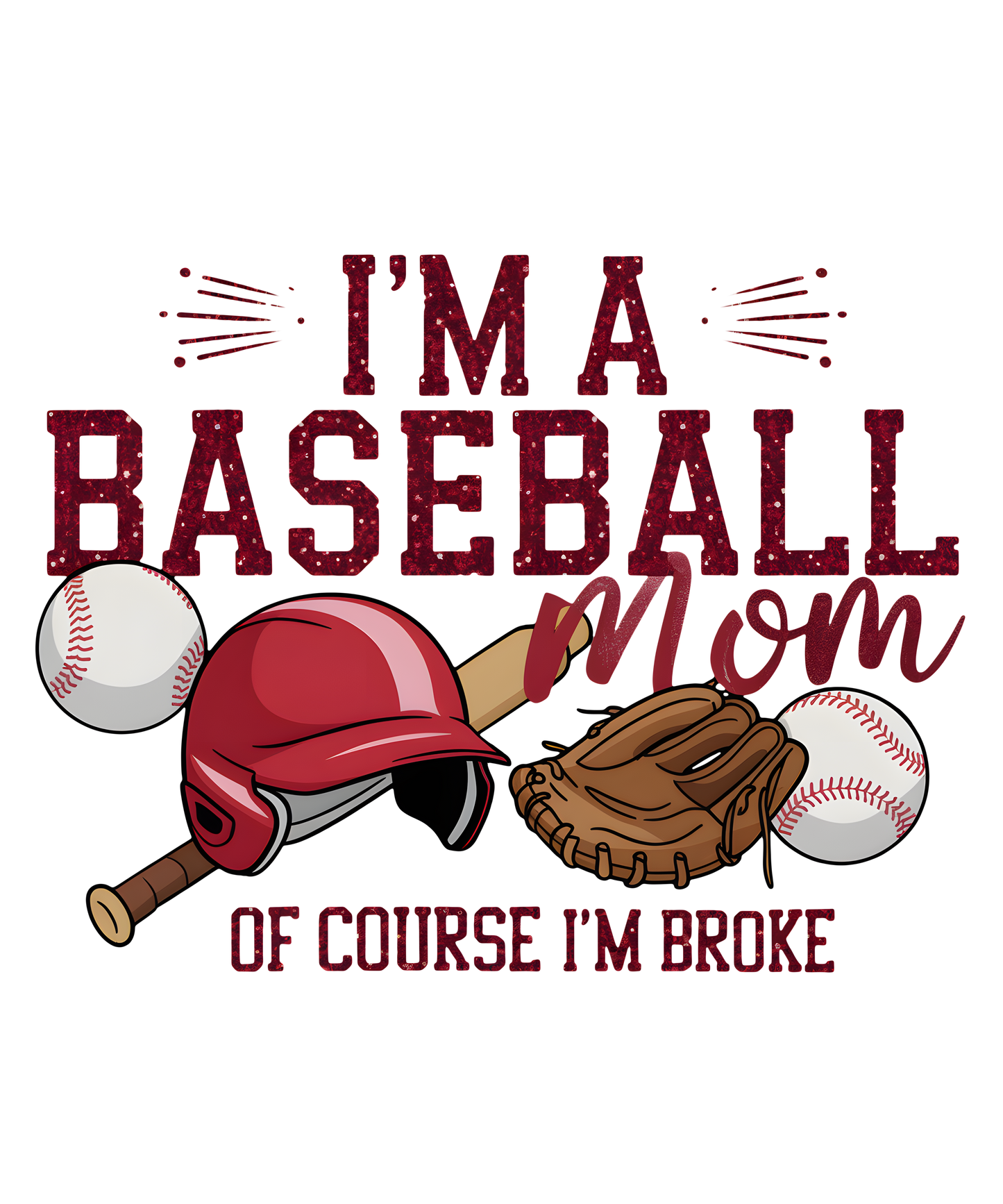 Baseball Mom- Ready To Press DTF Transfers